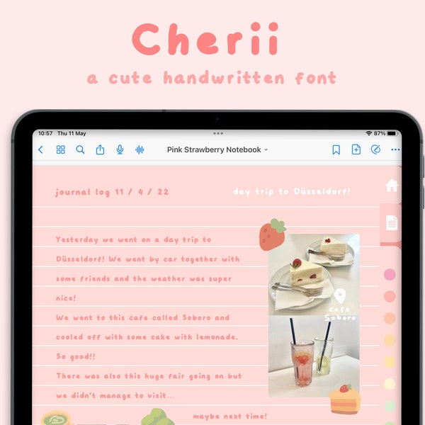 Cute Handwritten Font 'Cherii' for Digital Planning / Note-Taking | Cozy Handwriting | Goodnotes / Notability Font | Studying | StudioCherii