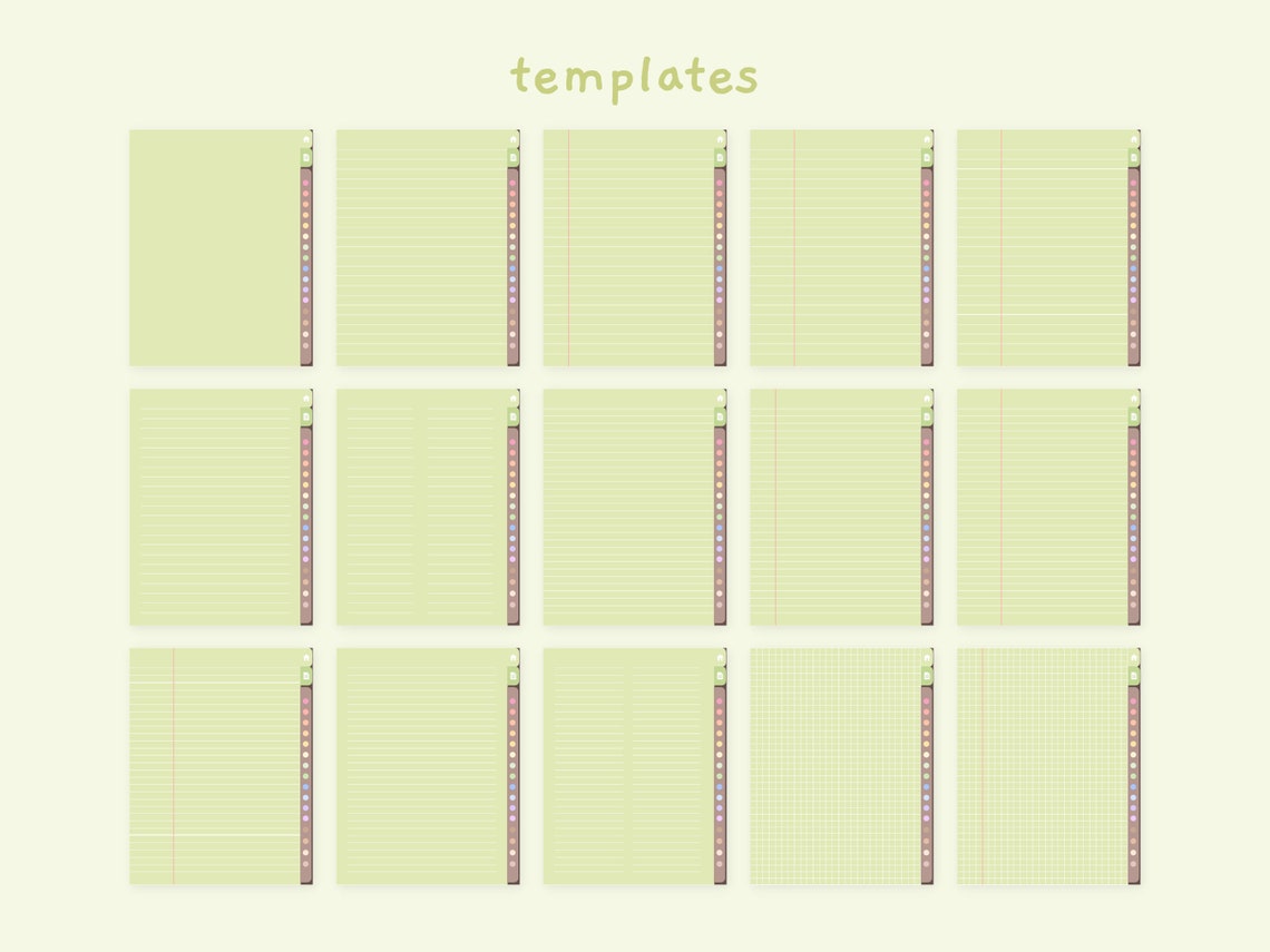 Cute Green Digital Notebook | Hyperlinked Goodnotes5 Notebook ...