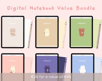 Cute Digital Notebook Value Bundle | Hyperlinked Goodnotes5 Notebook | Notetaking Templates | Kawaii | Korean & Japanese | StudioCherii