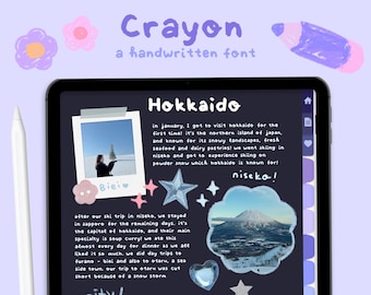 Handwritten Font 'Crayon' for Digital Planning / Note-Taking | Handwriting | Goodnotes / Notability Font | Studying | StudioCherii