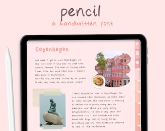 Handwritten Font &#39;Pencil&#39; for Digital Planning / Note-Taking | Cozy Handwriting | Goodnotes / Notability Font | Studying | StudioCherii