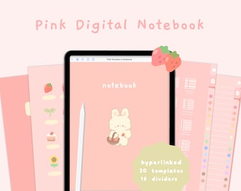 Cute Pink Digital Notebook | Hyperlinked Goodnotes5 Notebook | Notetaking Templates | Kawaii | Korean & Japanese | StudioCherii