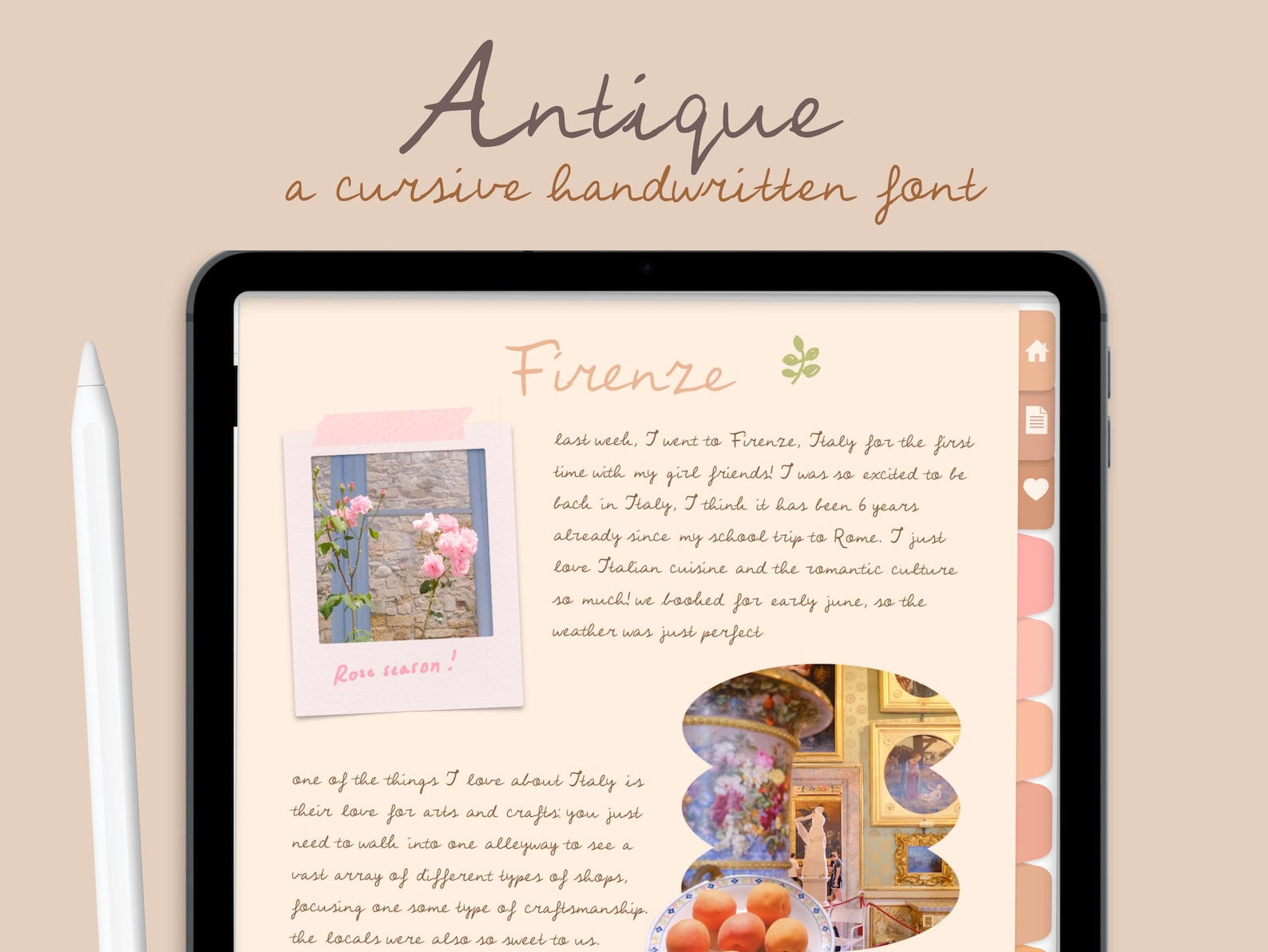 Cursive Highlight Notes Handwritten Cursive Font 'antique' for Digital Planning / Note-taking ...