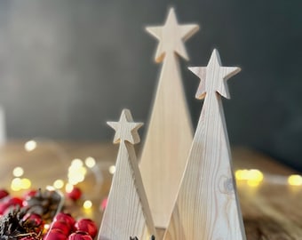 Weihnachtsbaum / Tannenbaum  in 3 Größen, Stern, Holz, Weihnachten, Weihnchtsdeko, Advent, Adventsdeko, Tischdeko, Dekoration ( ohne Deko )