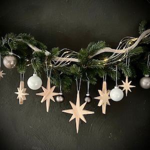 Bethlehem-Stern 4teilig aus Holz, 4 Größen - nachhaltiger Christbaumschmuck - Weihnachtsdeko