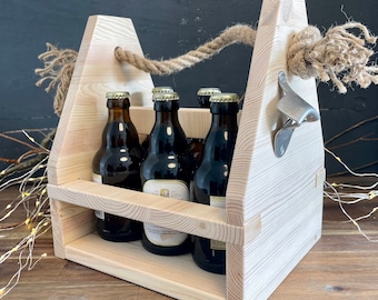 Bier Träger Flaschenträger  / Männerhandtasche / Träger / Korb - ohne Befüllung - Geschenk zu Vatertag und Geburtstag, personalisierter