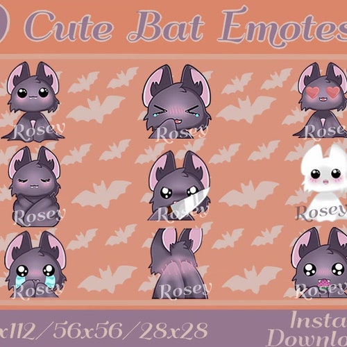 6x Cute Albino Bat Emotes Pack for Twitch Youtube and Discord Etsy