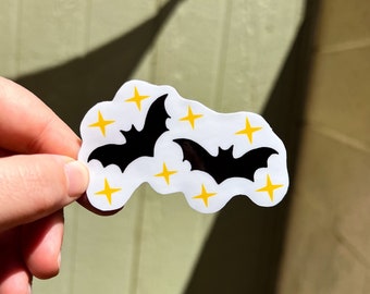 Starry Night with Bats Sticker, Bat sticker with Stars, Spooky bats Sticker, Cute Bats Sticker with Stars