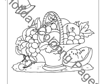 Thanksgiving Fruit Basket Centerpiece Coloring Page