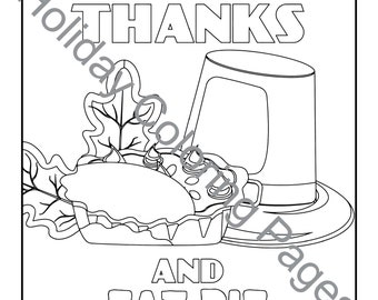 Give Thanks and Eat Pie Thanksgiving Coloring Page