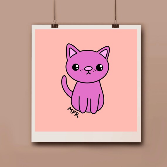 Mega Neon Pink Cat Mfr Printable Poster Etsy New Zealand