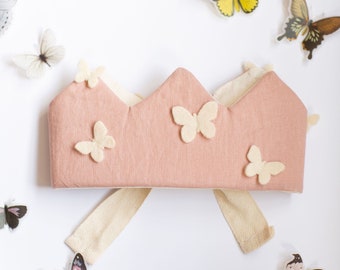 Butterfly Crown | Linen Crown | Fabric Crown | Custom Crown | Princess Crown | Felt Crown | Birthday Crown | Toddler Crown