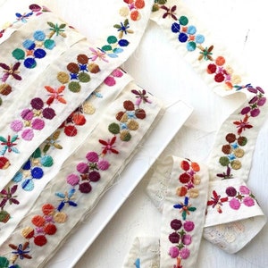 Vintage Ribbon Trim | 1.5 inch | Jacquard Ribbon Trim | Entredeux Trim | Embroidered Ribbon | Sewing Trim | Craft Ribbon | Floral Trim