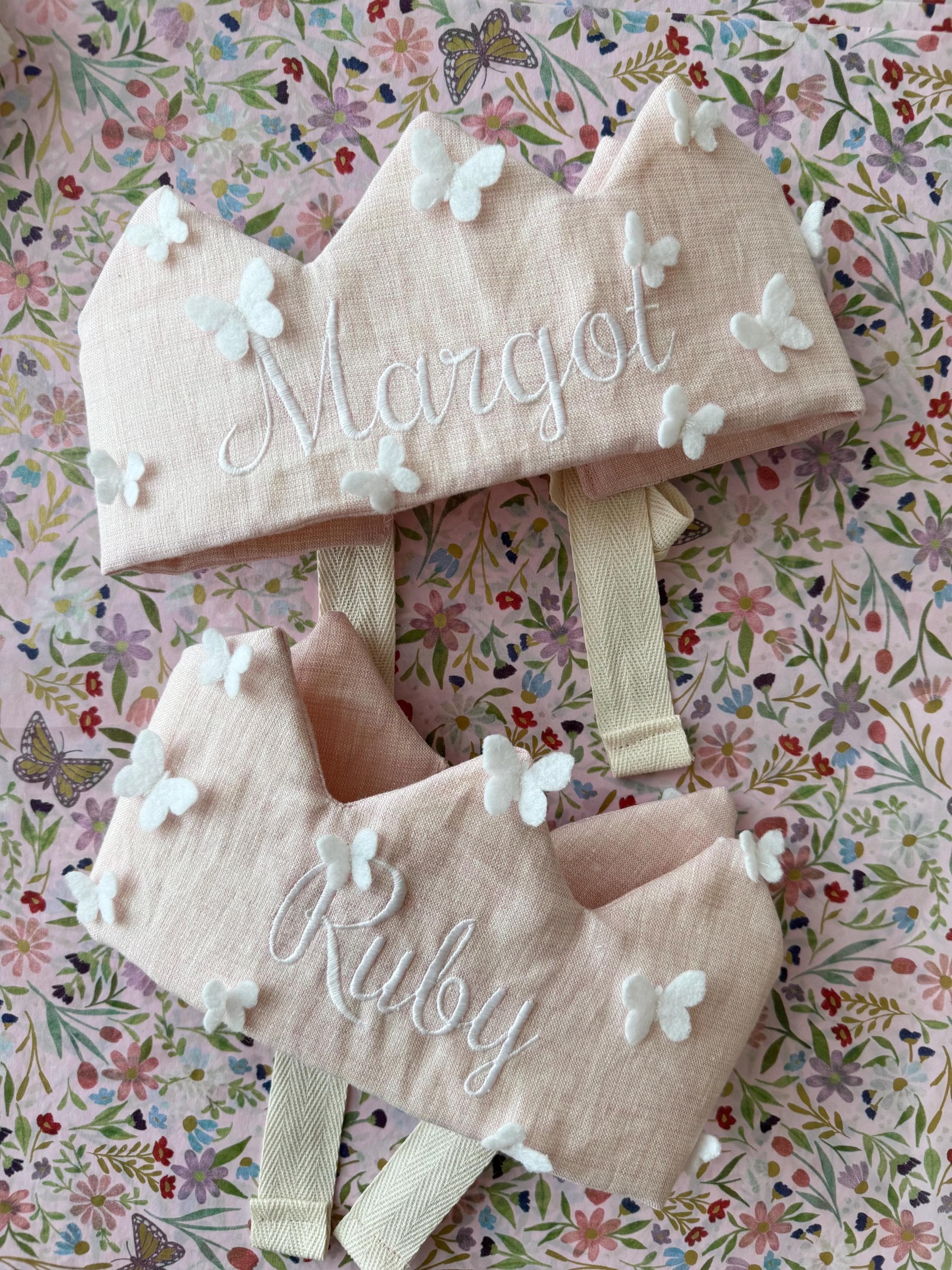 Butterfly Crown | Linen Sparkle Crown | Fabric Crown | Custom Crown | Princess Crown | Felt Crown | Birthday Crown | Toddler Crown