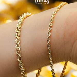 14k Gold Rope Chain Bracelet, Mother’s Day Gift or Gift for her, 2.7mm, 4.2mm, Rope Bracelet, Gold Bracelets for Women