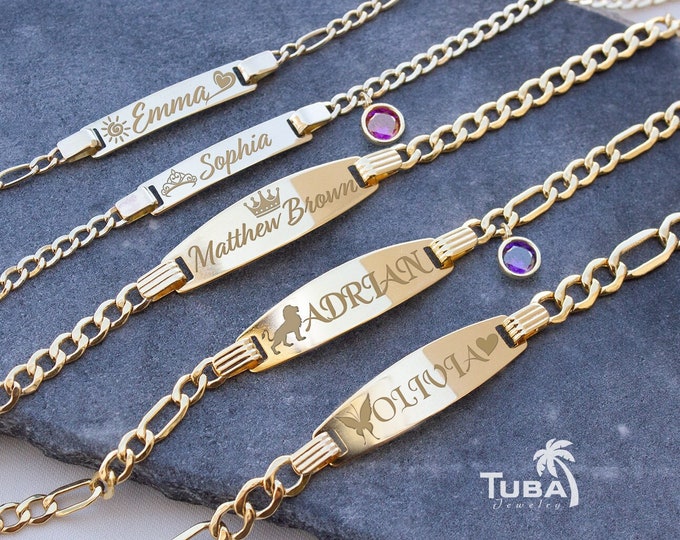 Engraved Rose Gold Baby Bracelet for Girl, Personalized Jewelry for