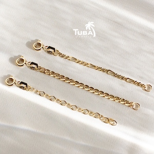 14K Gold Chain Extender, Removable Extender for Necklace, Figaro Cuban & Use as Necklace or Bracelet Extender , 1 inch, 1.5 inch, 2 inch