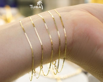 14K Solid Gold Thin Herringbone Bracelet, Mother’s Day Gift, Dainty, Shiny Gift for Women