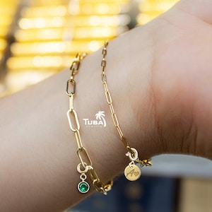 14k Gold Paperclip Bracelet, Gold Charm Bracelet, Unisex Paper clip Bracelets, Bracelet for Women, 14k gold bracelet, Mother's Day Gifts