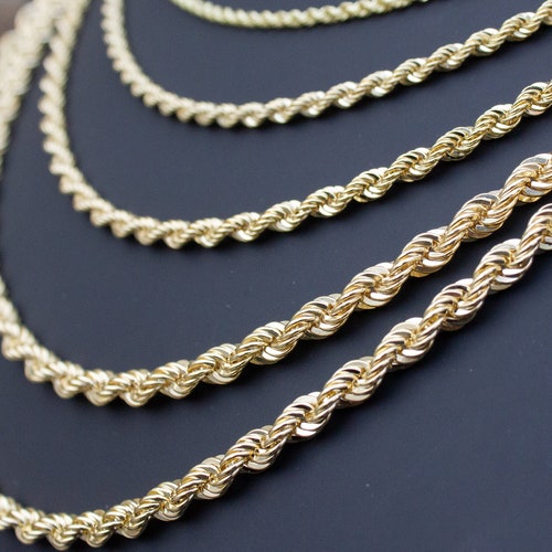 14K Gold Rope Chain Necklace Gold Chain 