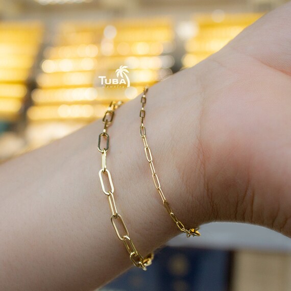 14kt gold 2024 paperclip bracelet