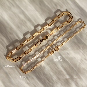 14k Gold Paperclip Bracelet, Mothers Day Gift, Paperclip Bracelet 14k, Bracelet for Women, 14k gold bracelet, Rectangle bracelet gold 14k image 4