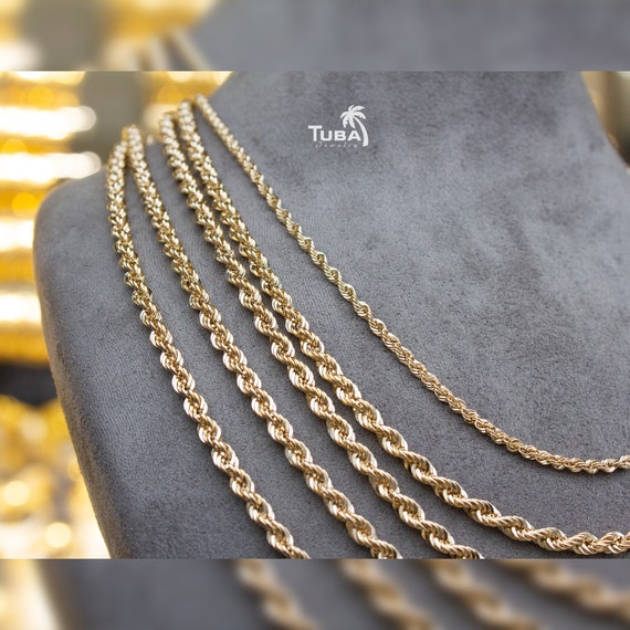 4mm, 14k Yellow Gold, Handmade Solid Rope Chain Necklace, 18 Inch :  : Clothing, Shoes & Accessories