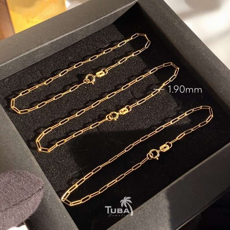 14k Gold Paperclip Bracelet, Mothers Day Gift, Paperclip Bracelet 14k, Bracelet for Women, 14k gold bracelet, Rectangle bracelet gold 14k image 8