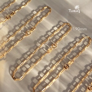 14k Gold Paperclip Bracelet, Mothers Day Gift, Paperclip Bracelet 14k, Bracelet for Women, 14k gold bracelet, Rectangle bracelet gold 14k image 9