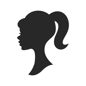 Puede incluir: Silueta de la cabeza y el cuello de una persona con una coleta. La silueta es negra sobre un fondo blanco.