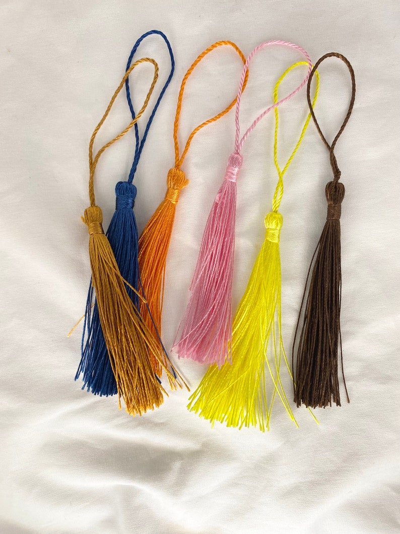 50 Epoxy Resin Bookmark Tassels Tassels DIY Accessories Pendant Silk Fabric Set of 5 image 1