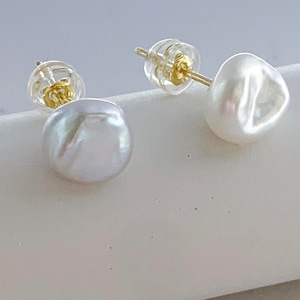 Keshi Pearl Studs -- Freshwater Baroque Pearl Earrings -- Gold-filled Post