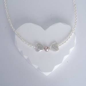Real pearl fairy necklace | freshwater baroque pearl heart choker | metallic colored pearl | fairycore pearl necklace | heart-shaped pearl