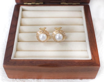 Clip On Freshwater Pearl Earrings, Gold Plated Non Pierced Bridal Jewelry Gift