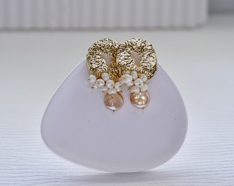 Vintage Süßwasser Perlen Design Ohrringe-18K vergoldet Sterling siliver|Braut Ohrringe |Geschenk für sie
