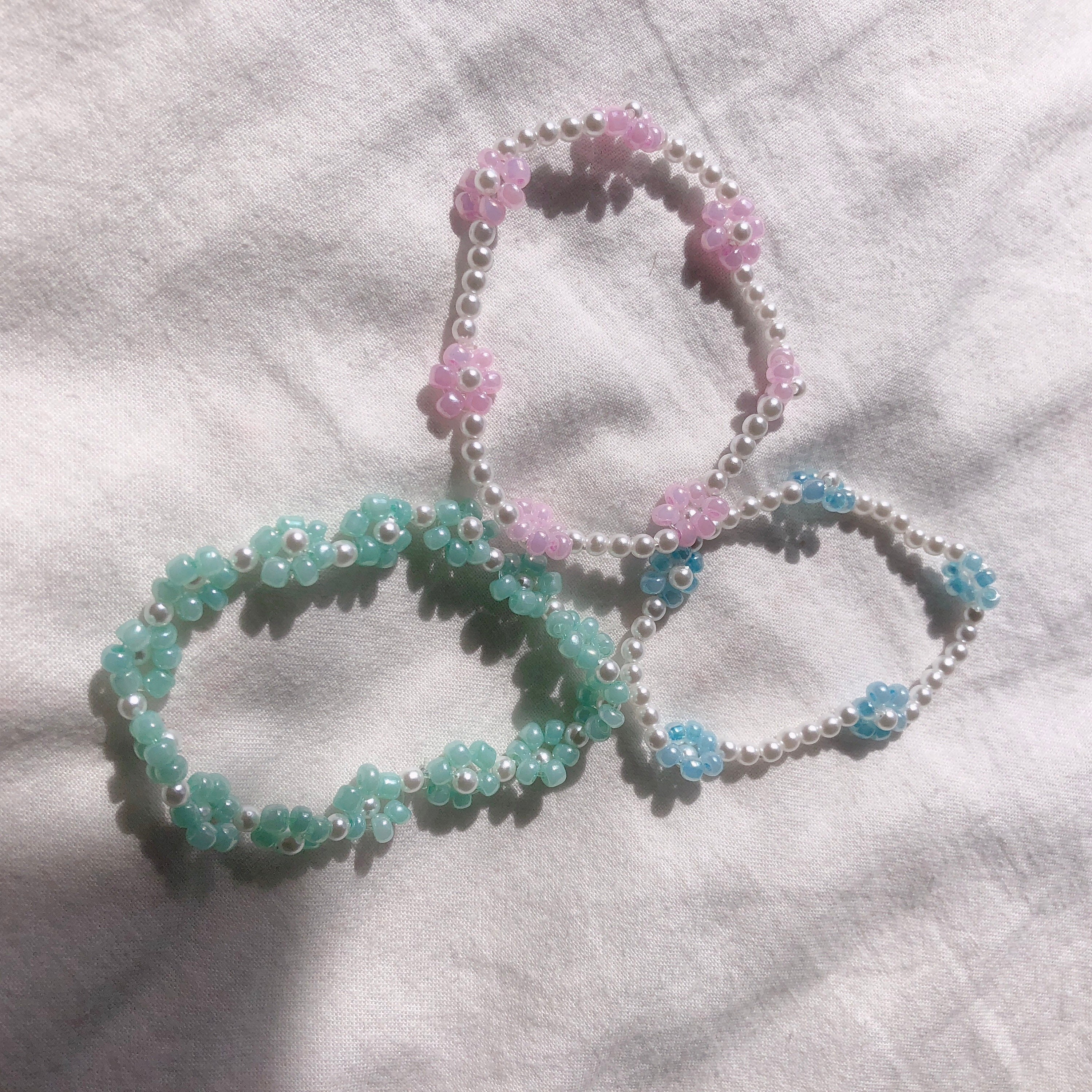 Beads Bracelet Bracelet Flower Bracelet Beads Flower | Etsy UK