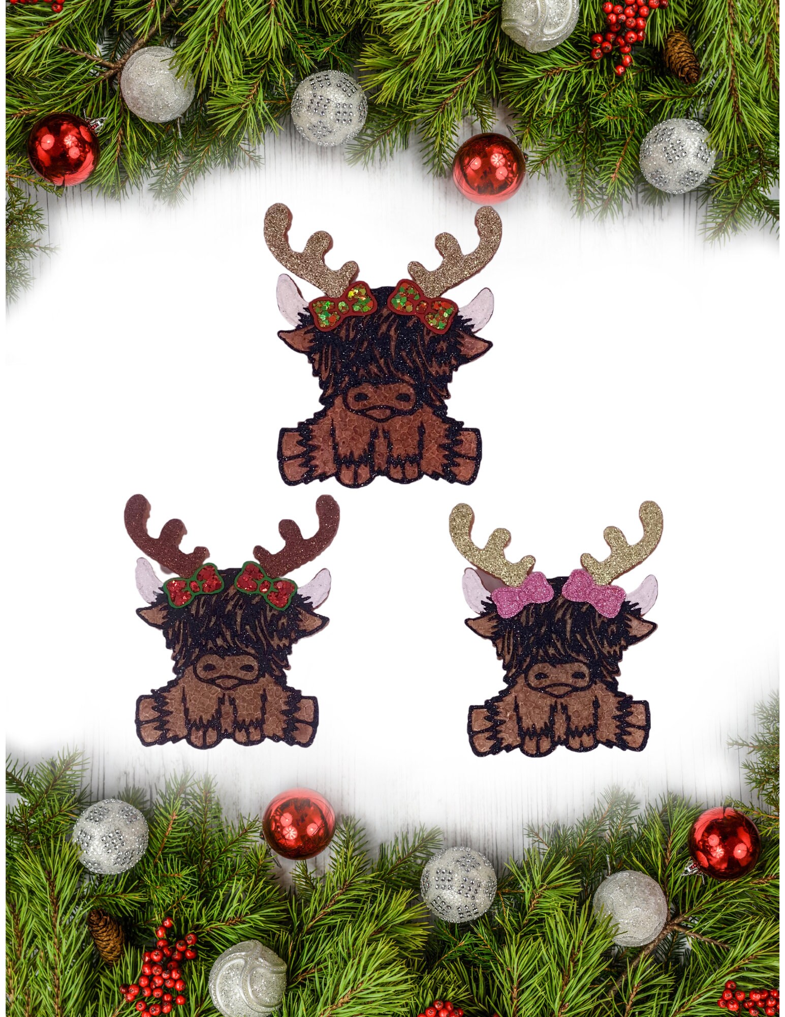Reindeer Highland Cow Car Freshie/Christmas Car Freshener/Strong Scent