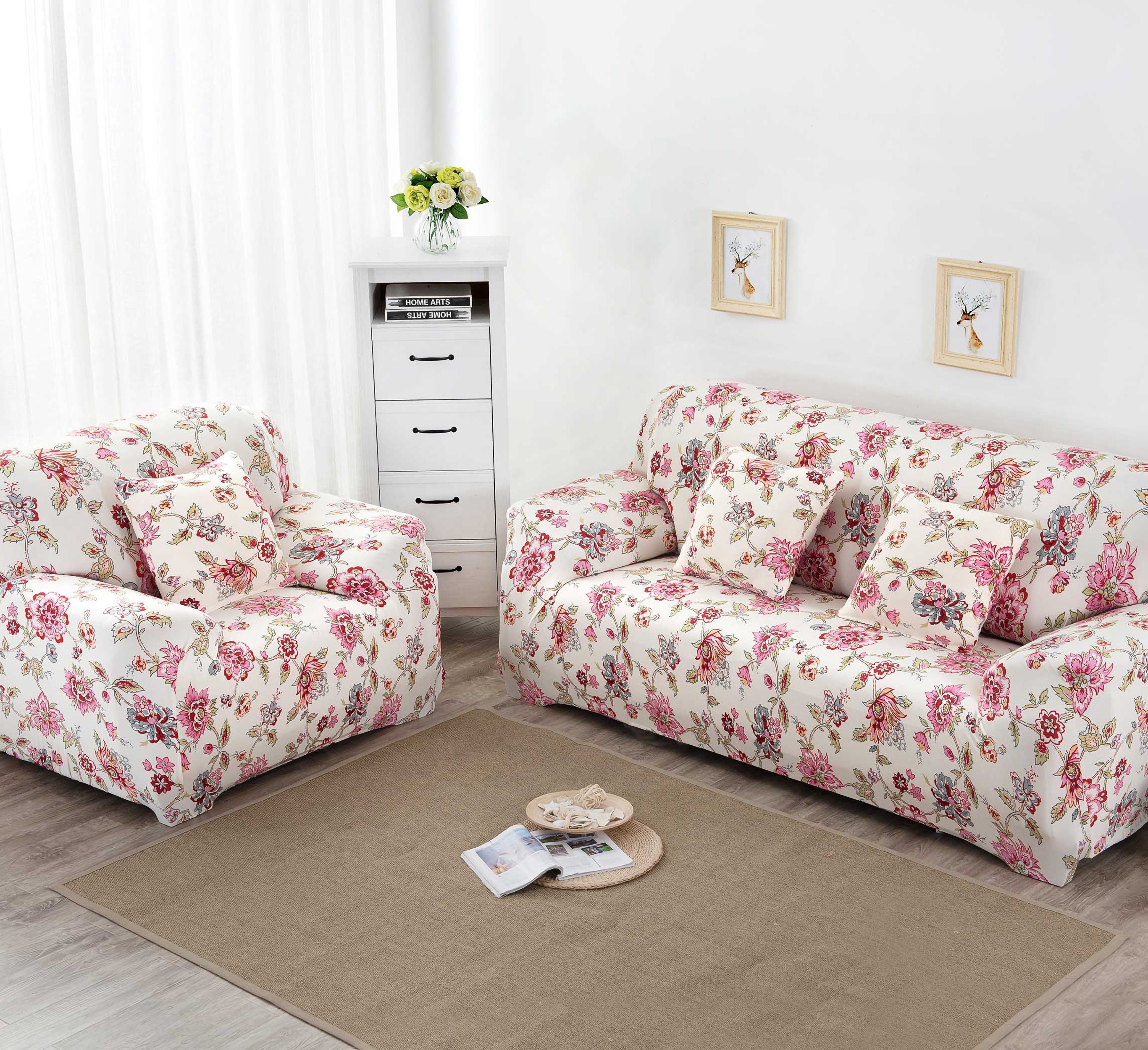 Floral Sofa Cover Slipcover Stretchable Washable Settee Etsy UK