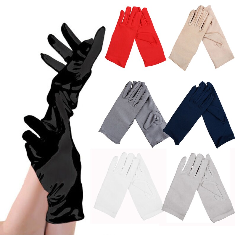 Ladies Evening Wear Smooth Satin Short Wrist Gloves for Party Dr Ladies Evening Wear Smooth Satin Short Wrist Gloves for Party Dr
