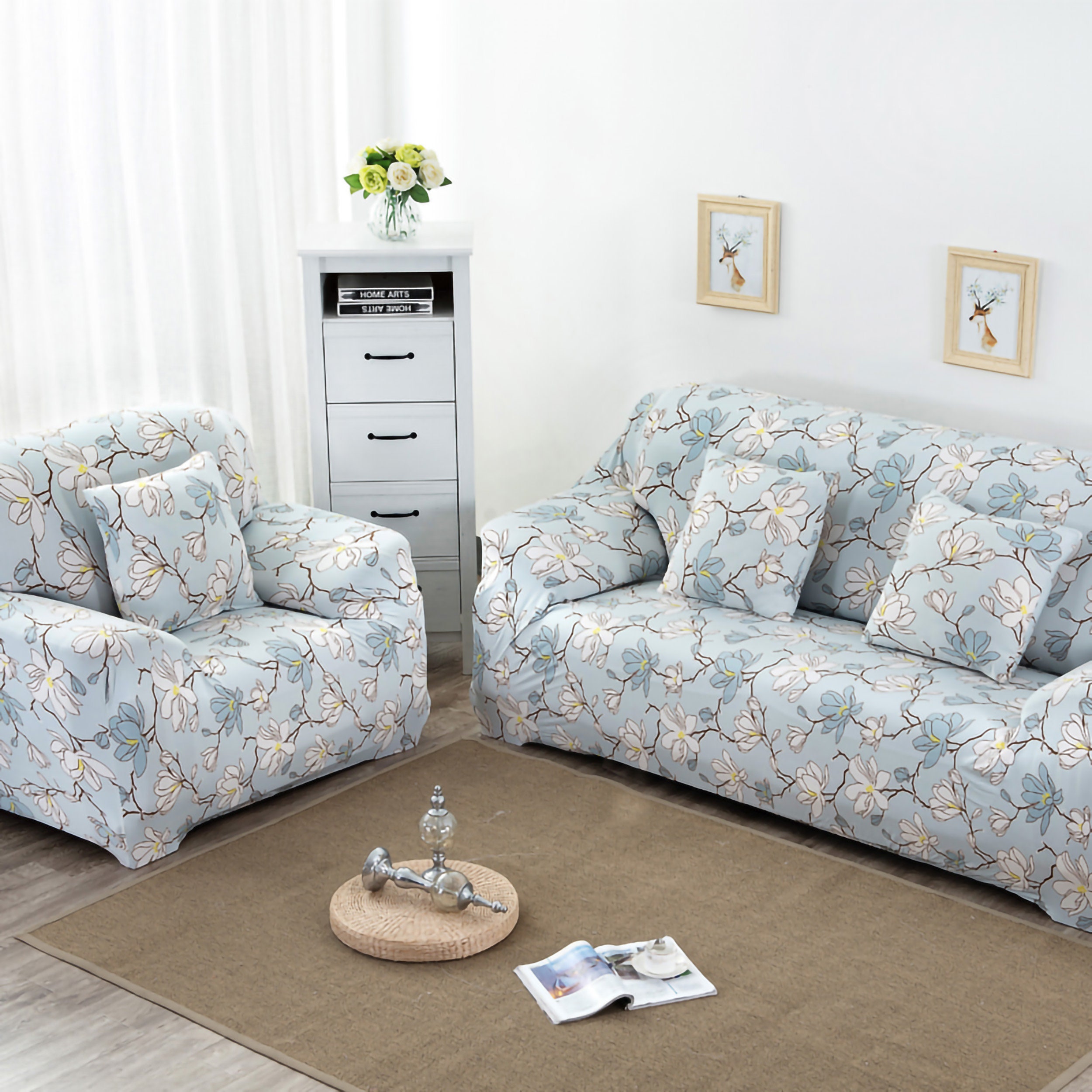 Floral Sofa Cover Slipcover Stretchable Washable Settee Etsy UK