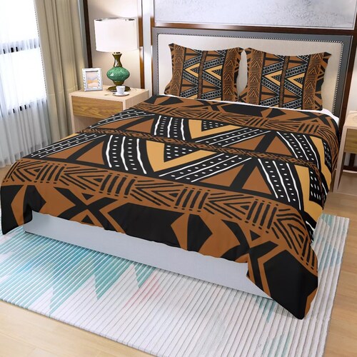 3 Piece Printed African Bogolan Mud Cloth Inspired Duvet Cover Etsy