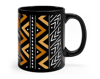 11 oz African Mud Cloth Style Black Mug
