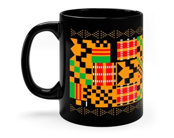 African Kente Design 11oz Black Mug