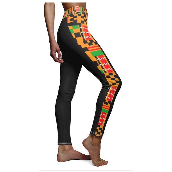 Leggings à motif tissu Kente africain - Collants de sport décontractés afrocentriques élégants - Tissu léger