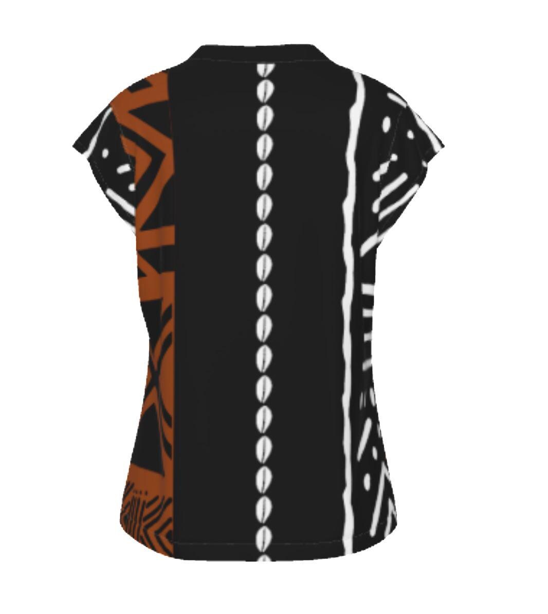 Printed Mud Cloth Inspired Design Short Sleeve Blouse - Not Actual Mud ...