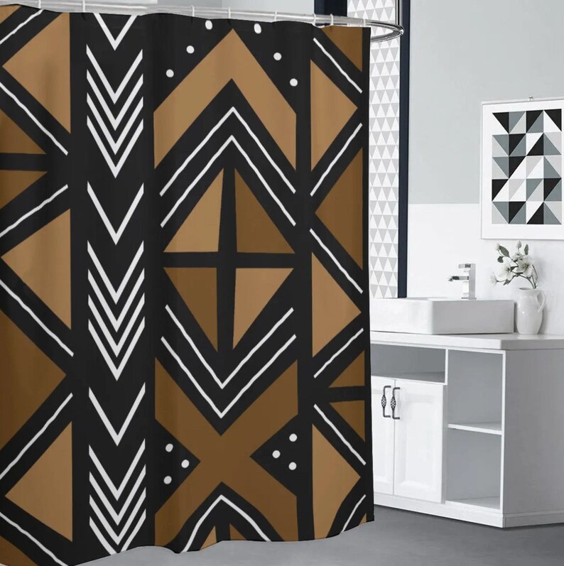 Printed Mud Cloth Inspired Shower Curtain - Model 1718 - Etsy