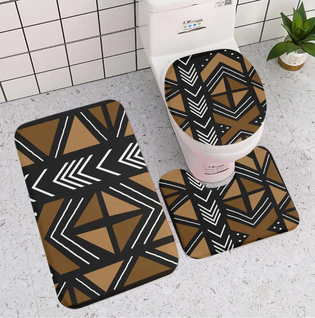Printed Mud Cloth Inspired 3-piece Toilet Set - Model 1718 - Etsy