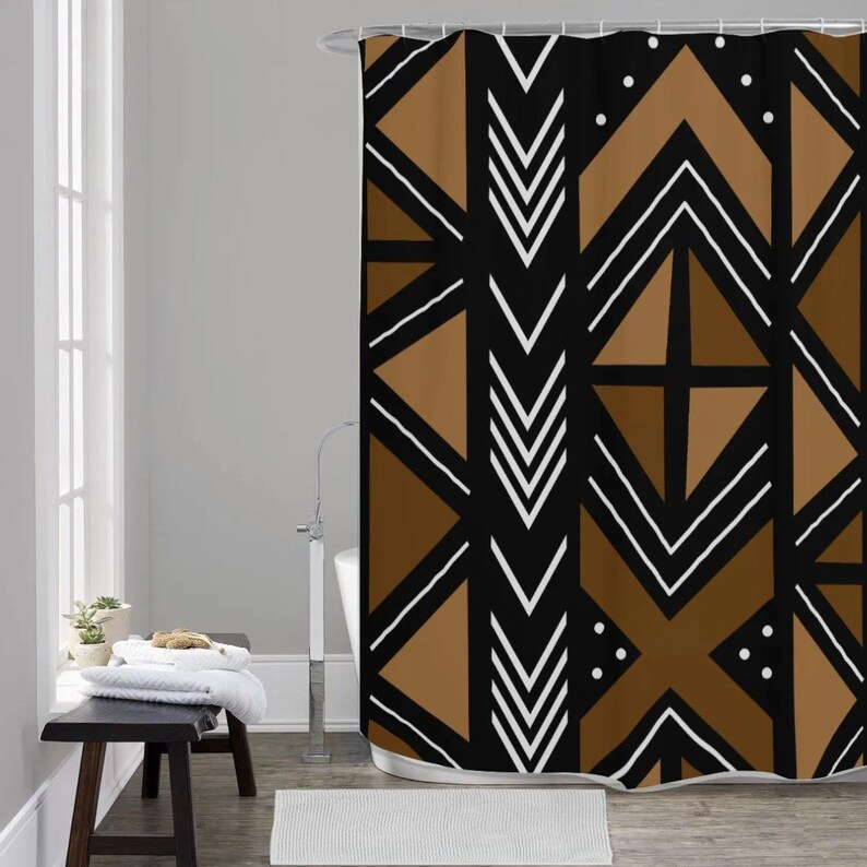 Printed Mud Cloth Inspired Shower Curtain - Model 1718 - Etsy