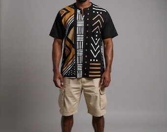 Printed African Mud Cloth Inspired Lightweight Dashiki - Great Look! Perfect Summer Wear! - Not Mud Cloth Material