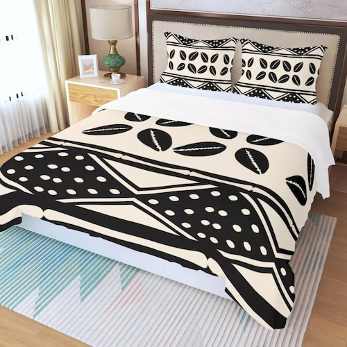 3 Piece Printed African Bogolan Mud Cloth Inspired Duvet Cover Etsy